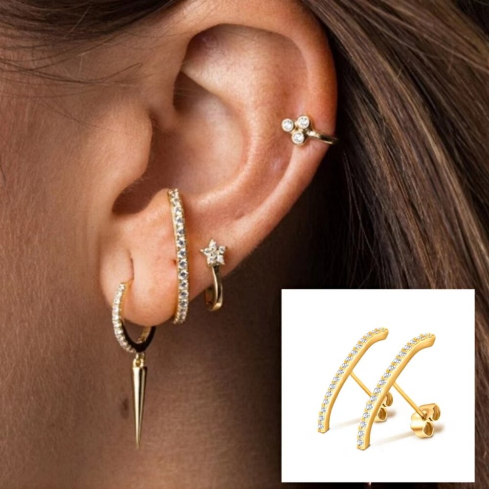 21089 925 Sterling Silver Bar Stud Earrings | Minimalist Studs